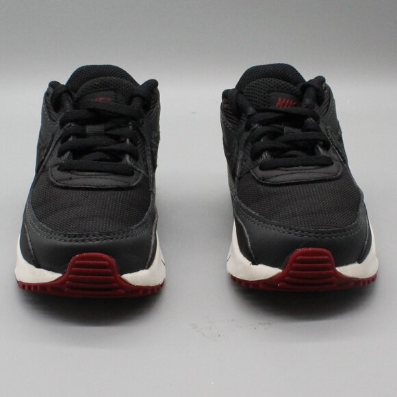Nike Air Max 90 Kids Size 10C Black White Red Sneakers - Picture 4 of 8
